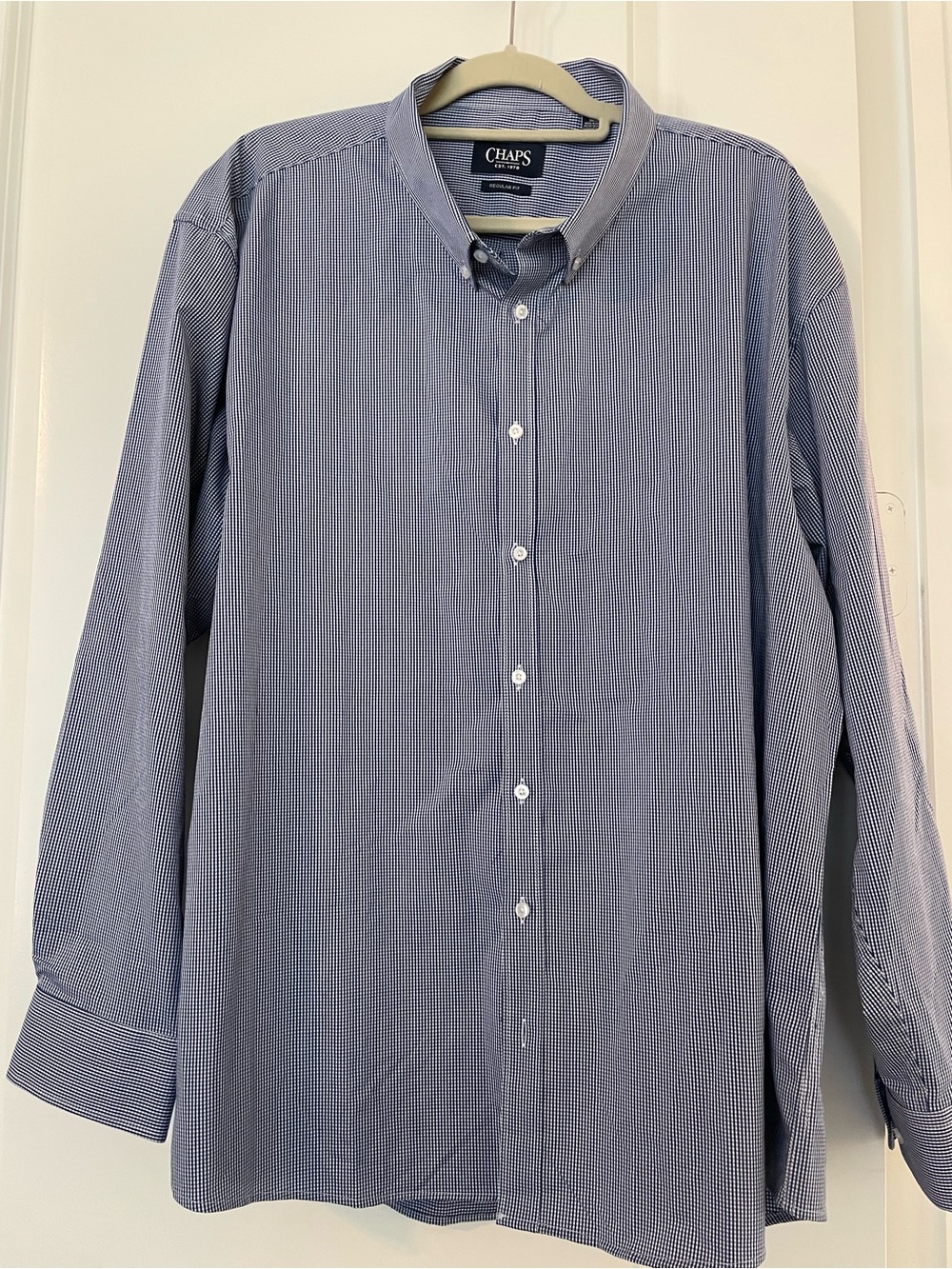 Chaps Men's Navy Micro-Check Button-Down Dress Shirt